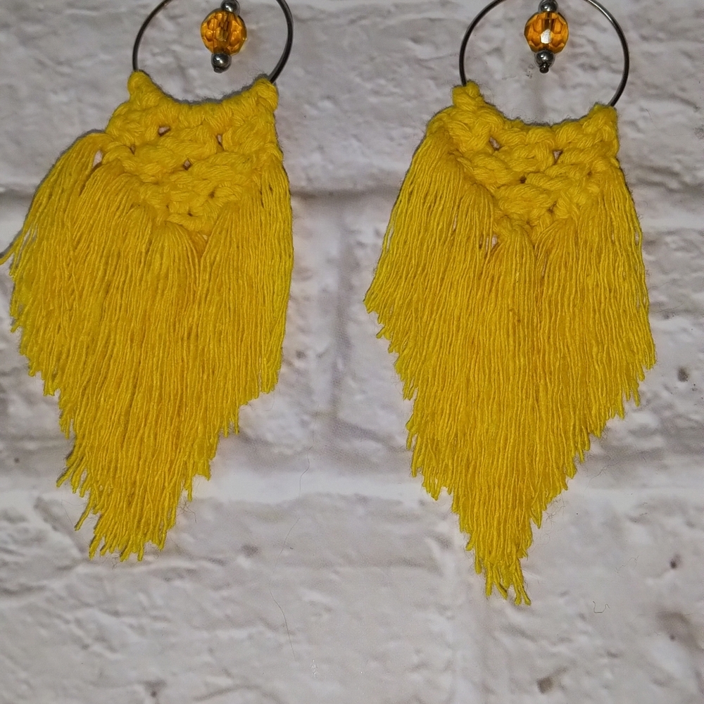 Yellow macrame Earrings